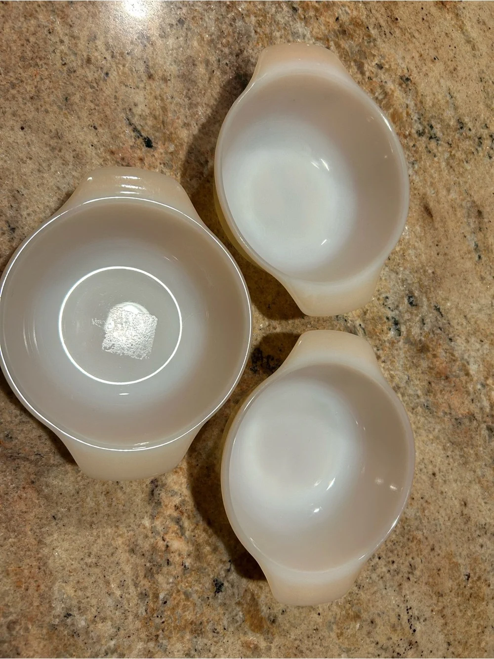 Anchor Hocking Fire King #472 Peach iridescent Lusterware 12oz Bake Set of (3)